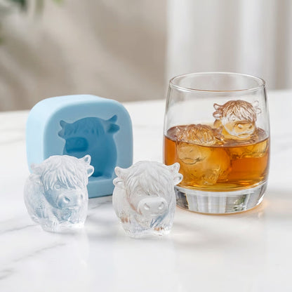 IJsblokjesvorm in de vorm van een Schotse hooglandkoe - Schattige 3D siliconen vorm voor drankjes en feestjes