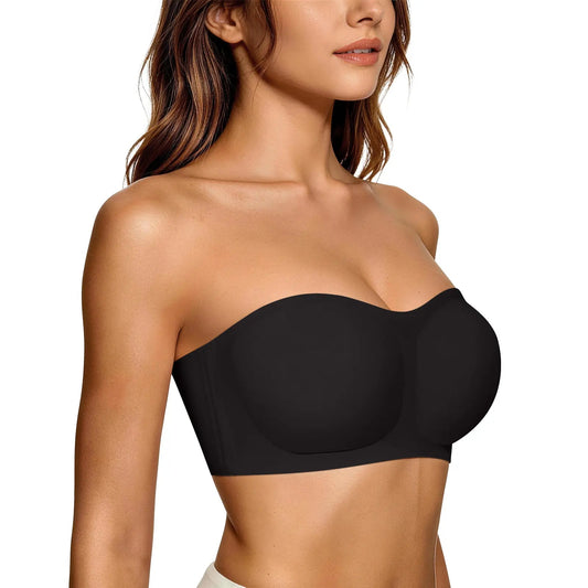 Dames Strapless Push-Up Bandeau BH - Antislip, Zonder Beugel, Ondersteunende Gewatteerde BH - Naadloze Comfortabele Bandeau Jelly BH