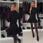 🖤🎀Chic Kvinnors Slim Fit Flared Sleeve Mini Klänning
