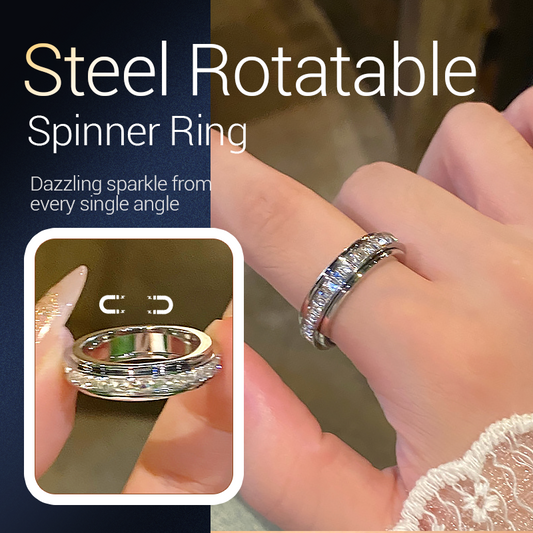🎊【📍Exquisite Collection📍】Titanium Steel Rotatable Spinner Ring with Zirconia💫💍