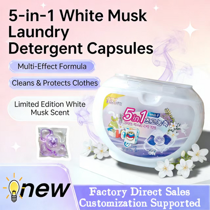 🧺 50% Korting – 5-in-1 White Musk Wasmiddel Pods (80 Stuks) | Frisse Geur & Krachtige Reiniging in Één Capsule